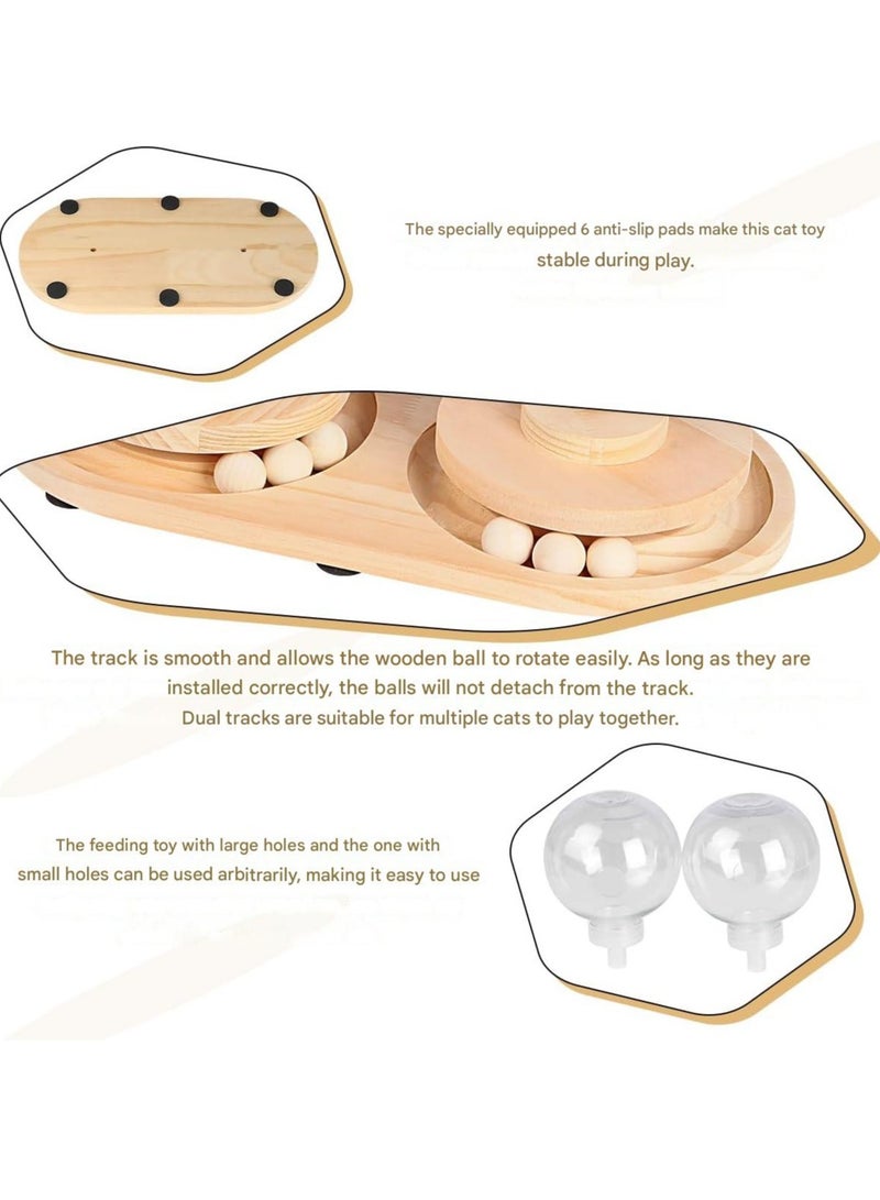 Meetion 4 in1 Interactive Cat Toy, Cat Food Treat Toy for Indoor Cats and Kittens with Wooden Track Balls, Cat Scratching Post with Hanging Ball, Kitten Sisal Scratcher Toy  - Image 5