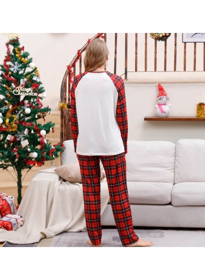 CCOVERY Matching Family Pajamas Sets Holiday Long Sleeve Festival Pajamas Round Neck Print Xmas Pjs Matching Set Casual Soft Home Sleepwear Loungewear - Image 2