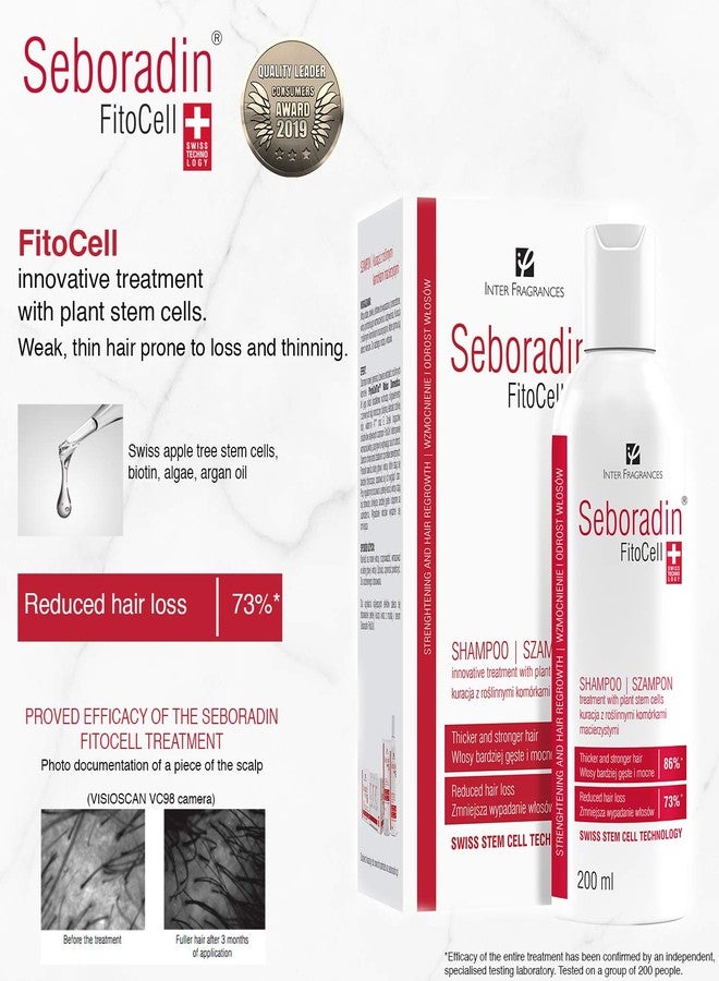 Seboradin Hair Loss and regrowth Fitocell Shampoo with Swiss Technology Stem Cells Phytocelltec Malus Domestica and Biotin, for Men and Women, 200 ml - Image 2