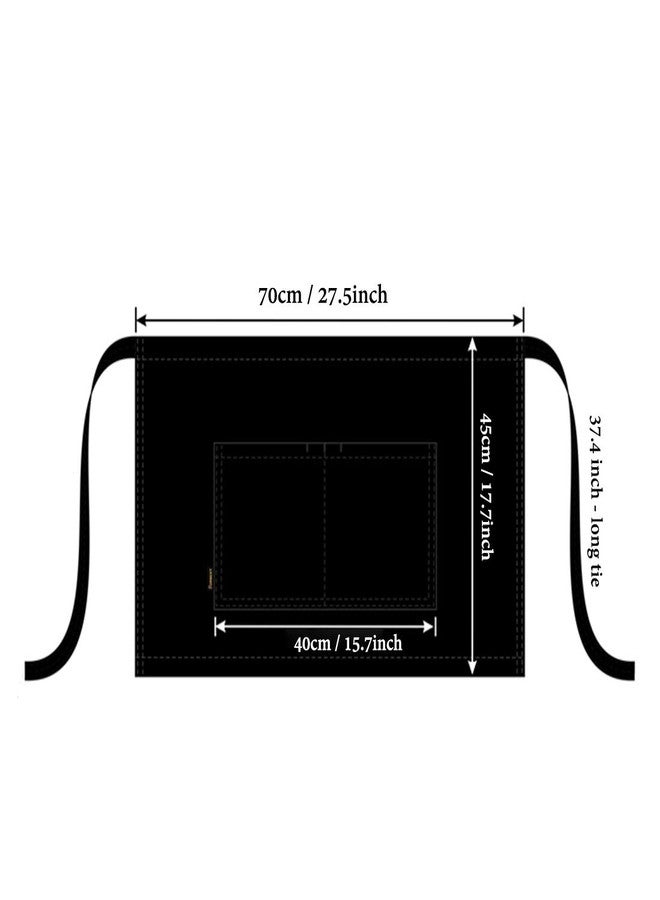 LISSOMPLUME Unisex 2 Pockets Waist Apron Restaurant Bistro Works Half Aprons 70X45cm Deep Gray - Image 3