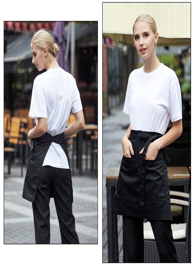 LISSOMPLUME Unisex 2 Pockets Waist Apron Restaurant Bistro Works Half Aprons 70X45cm Deep Gray - Image 2