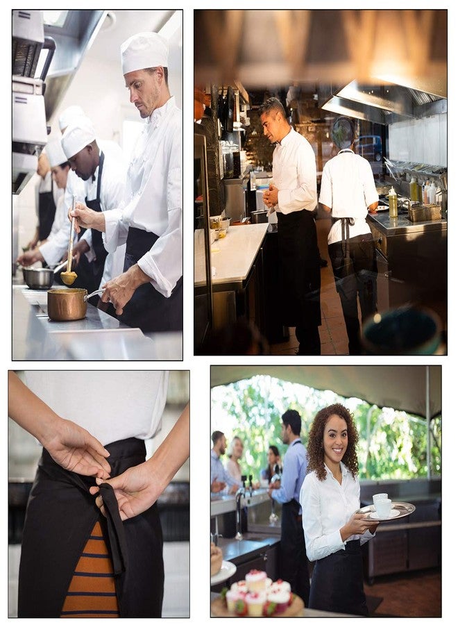 LISSOMPLUME Unisex 2 Pockets Waist Apron Restaurant Bistro Works Half Aprons 70X45cm Deep Gray - Image 5