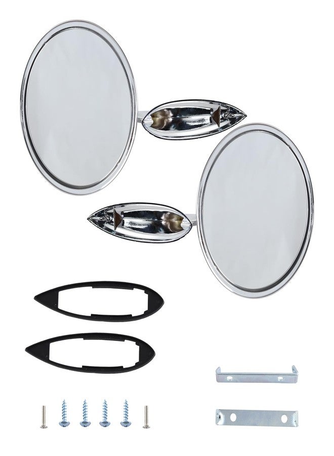 LAFORMO Round Bowtie Outside Rearview Mirrors Ribbed Base Compatible With 1963-1964 Chevy Impala ; 1963-1965 Chevy Corvair ; 1963-1964 Chevy II ; 1963-1964 Chevy Biscayne - Image 2