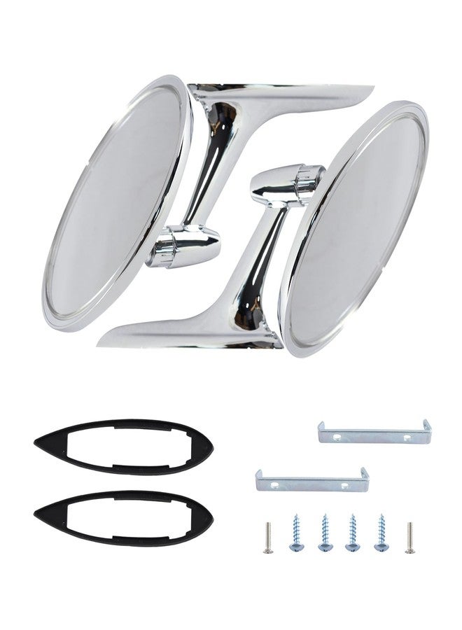 LAFORMO Round Bowtie Outside Rearview Mirrors Ribbed Base Compatible With 1963-1964 Chevy Impala ; 1963-1965 Chevy Corvair ; 1963-1964 Chevy II ; 1963-1964 Chevy Biscayne - Image 4