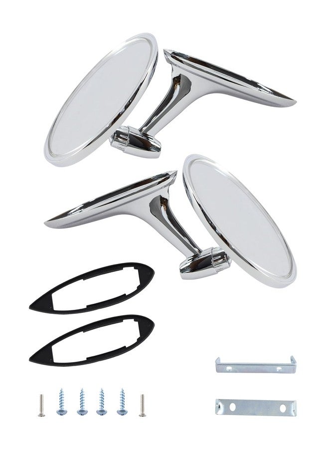 LAFORMO Round Bowtie Outside Rearview Mirrors Ribbed Base Compatible With 1963-1964 Chevy Impala ; 1963-1965 Chevy Corvair ; 1963-1964 Chevy II ; 1963-1964 Chevy Biscayne - Image 3