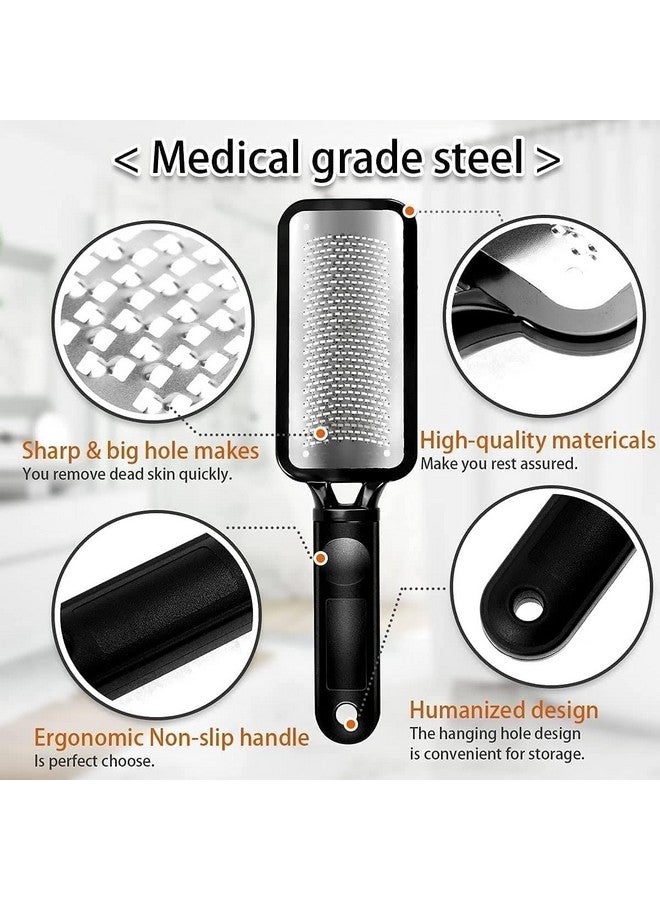 FEELHIGH مبرد القدم لإزالة الجلد الميت قابل لإعادة الاستخدام من الفولاذ المقاوم للصدأ لإزالة الجلد المتشقق والذرة والجلد السميك، أدوات باديكير، مستلزمات فرك القدم للرجال والنساء - Image 3