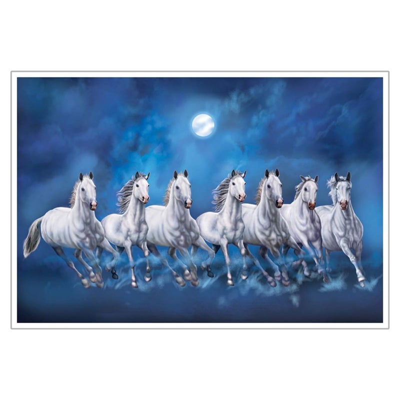 Masstone Lucky Seven Running Horses Vastu Poster Seven Running Horses Poster 12x18 Inch Seven Horses Vastu Poster Wall Posters for Wall Decoration Without Frame Pack of 1