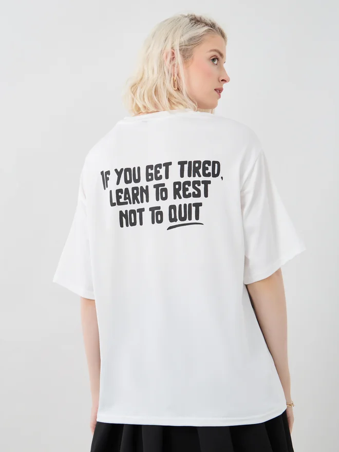 Take Two Take Two Slogan Print Round Neck Oversized T-Shirt