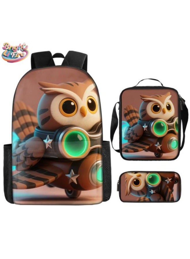 Bright Li Fire Unlock the new fashion of childish fun! Three-piece set of bags, cartoon elements for children and teenagers (students, children, friends' outings, mountain climbing, schooling, etc. can be used) - 15 - Image 1