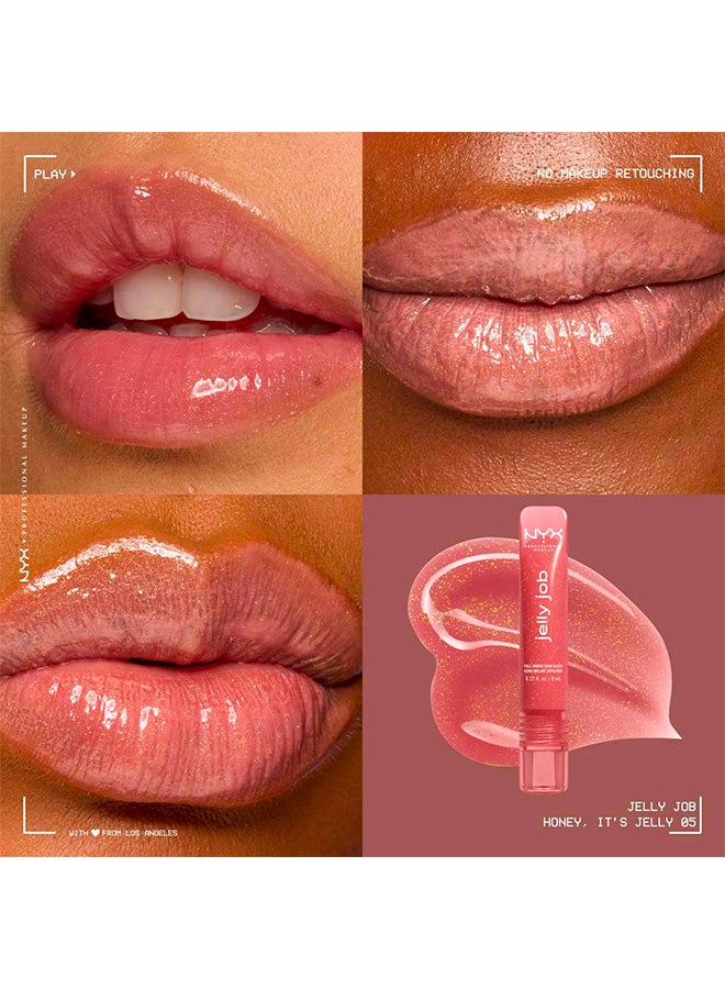 NYX PROFESSIONAL MAKEUP Jelly Job, Full-Bodied Shine Gloss, Lip-Smoothing Shine, Hyper-Glossy Finish, Honey It's Jelly - Image 2