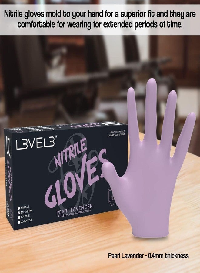 L3 Level 3 Nitrile Gloves - Professional Heavy Duty Disposable Gloves - 100 Pack Pearl Lavender/Small - Image 2