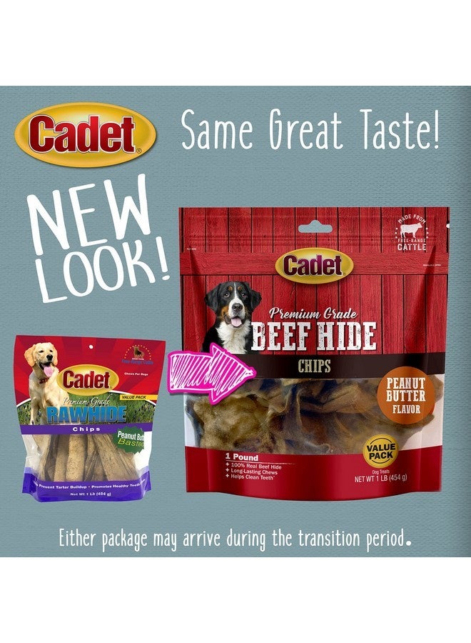 كاديت جلد بقري فاخر من كاديت للكلاب، رقائق جلد خام طويلة الأمد، علكات للكلاب بمكون واحد، بنكهة زبدة الفول السوداني، 1 رطل - Image 5