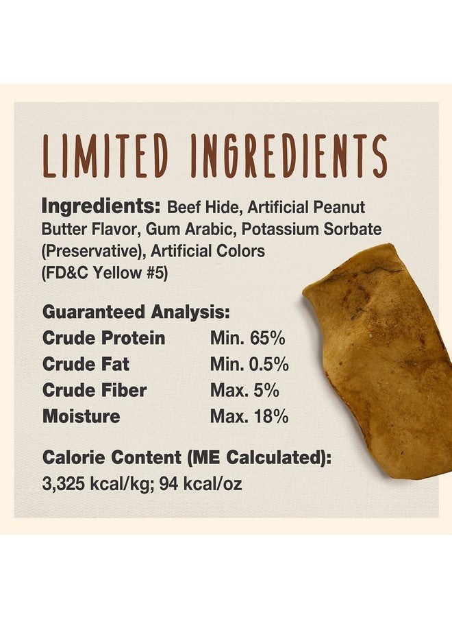 كاديت جلد بقري فاخر من كاديت للكلاب، رقائق جلد خام طويلة الأمد، علكات للكلاب بمكون واحد، بنكهة زبدة الفول السوداني، 1 رطل - Image 3