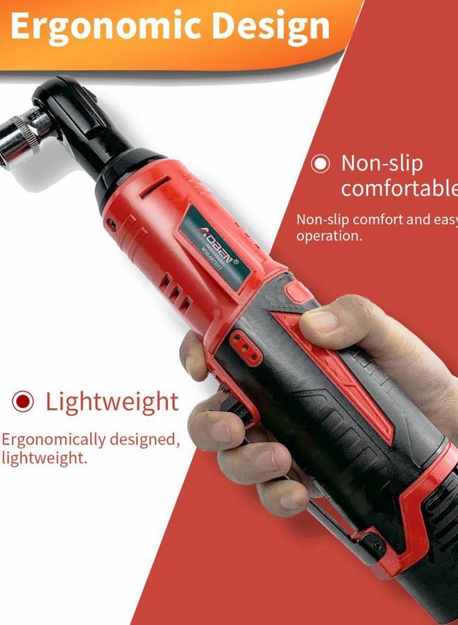 AOBEN Cordless Ratchet Wrench, 3/8 Inch 12V Ratchet Tool Set with 2 Packs of 2000mAh Lithium Ion Battery and Charger - Image 5