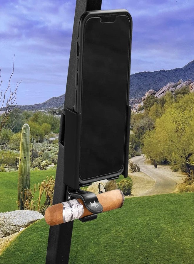 DESERT FOX GOLF Phone Caddy and Cigar Holder - Adjustable Cart Mount With Secure Clip - Hands-Free GPS & App Access - Fits All Phones (Black) - Image 3
