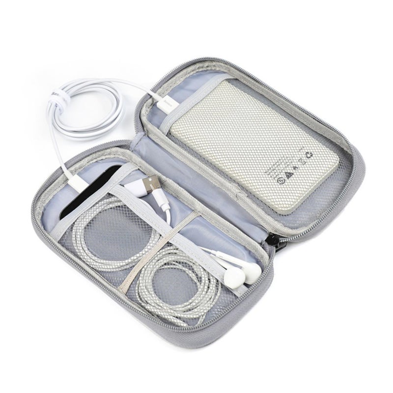 Polyester Travel Cable Organizer Case For Electronics Power Banks Chargers And Cables Lightweight Grey Storage Bag - Image 4