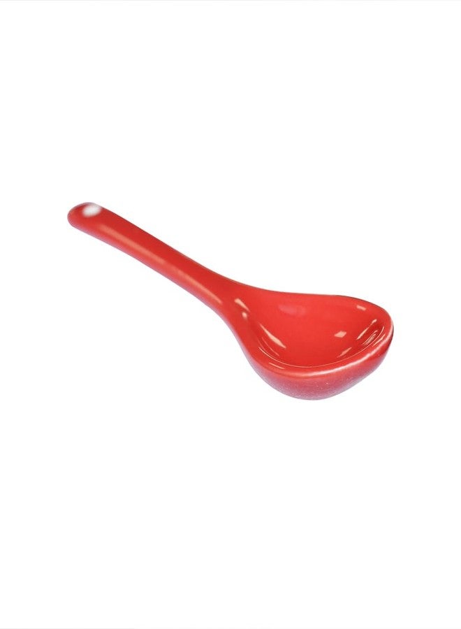 Lotatheta Red 6 pcs Porcelain Egg Spoons Ceramic Spoons 4.7 inch Coffee Dessert Yogurt Tea Milky Tea - Image 3