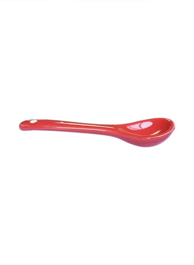 Lotatheta Red 6 pcs Porcelain Egg Spoons Ceramic Spoons 4.7 inch Coffee Dessert Yogurt Tea Milky Tea - Image 2