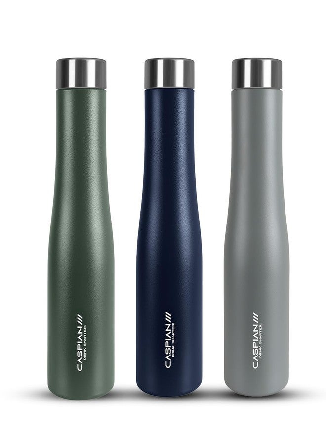 CASPIAN /// Aqua ISI Certified Stainless Steel Water Bottle 1ltr.(Multicolor, 1 Litre, Set of 3)|Leak Proof Thunder for Fridge Home Office Travel School Kids Boys Girls Adults Sports Gym Yoga|BPA Free - Image 1