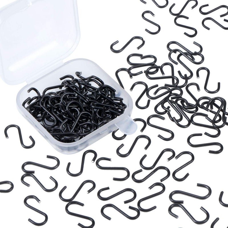 Senkary 200 Pieces 1/2 Inch Mini S Hooks Small S Hooks Stainless Steel S Shaped Hooks for Crafts, Jewelry and Hanging (Black) - Image 1