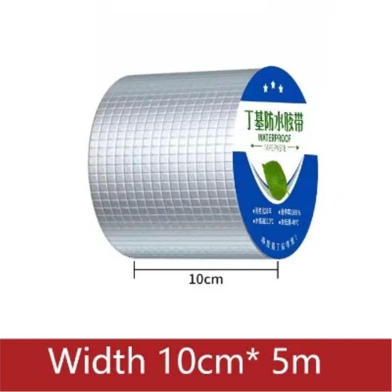 شريط تسرب المياه من رقائق الألومنيوم المطاطي البوتيلي المقاوم للتسرب للسقف 10 سم × 5 أمتار مقاوم لدرجات الحرارة العالية - Image 3