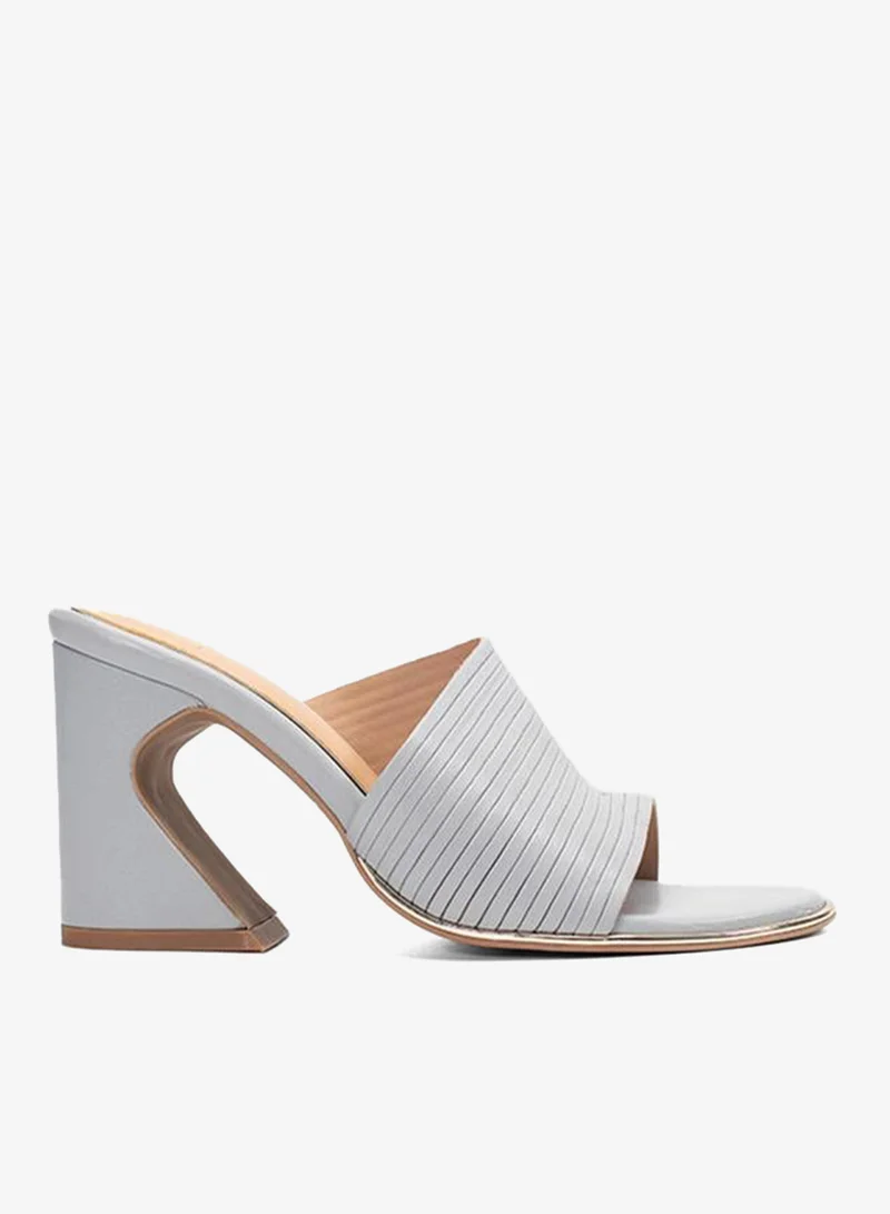 Take Two Striped Leather Block Heel Sandals