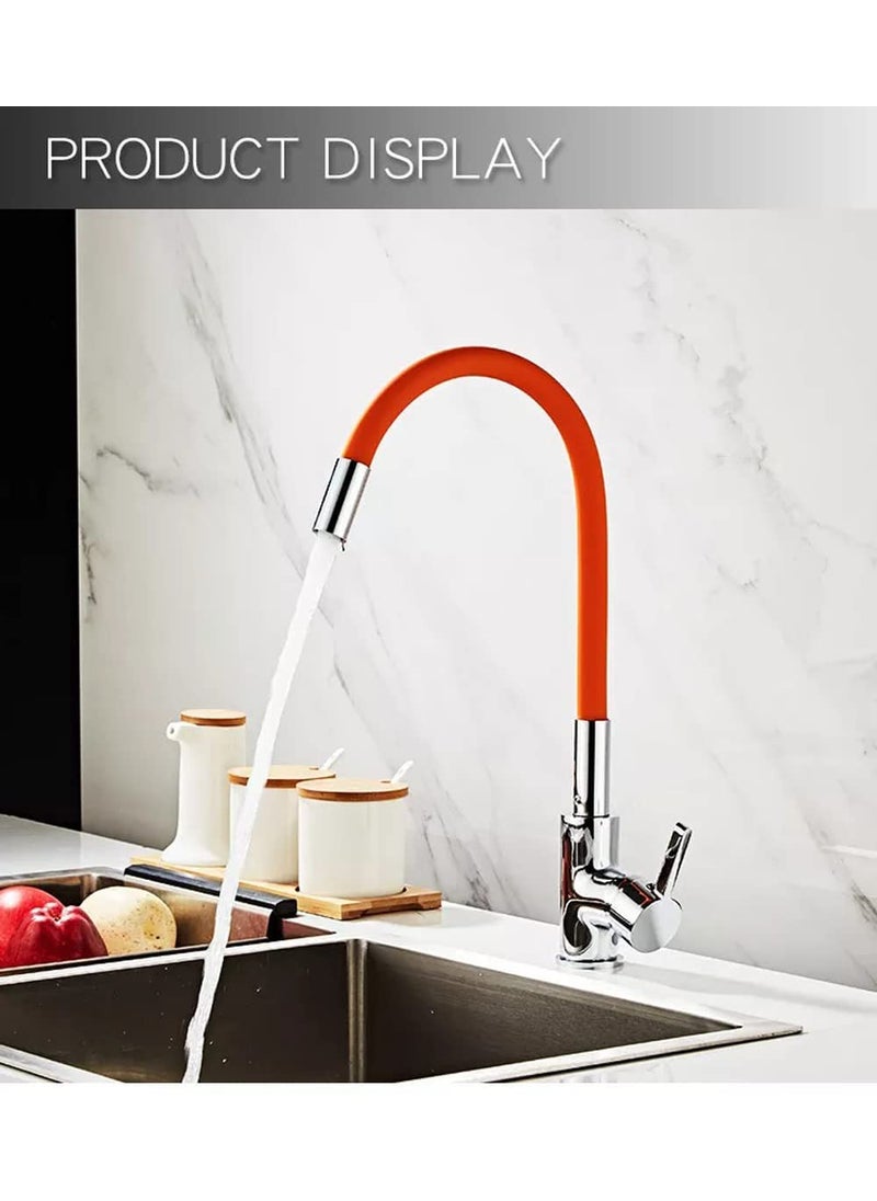 Whitecloud TRANSFORMING HOMES Whitecloud TRANSFORMING HOMES® 360° Rotating Faucet Extension Hose with Splash Proof Connector for Kitchen, Bathroom, and Garden(Color: Orange-Silver, Length: 29.5 CM) (P30CM)  - Image 2