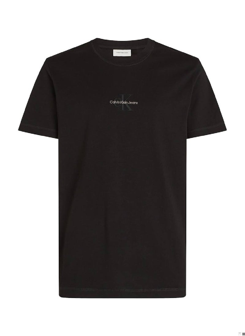 Calvin Klein Jeans Men's  Monogram  T-Shirt, Black - Cotton  - Image 2