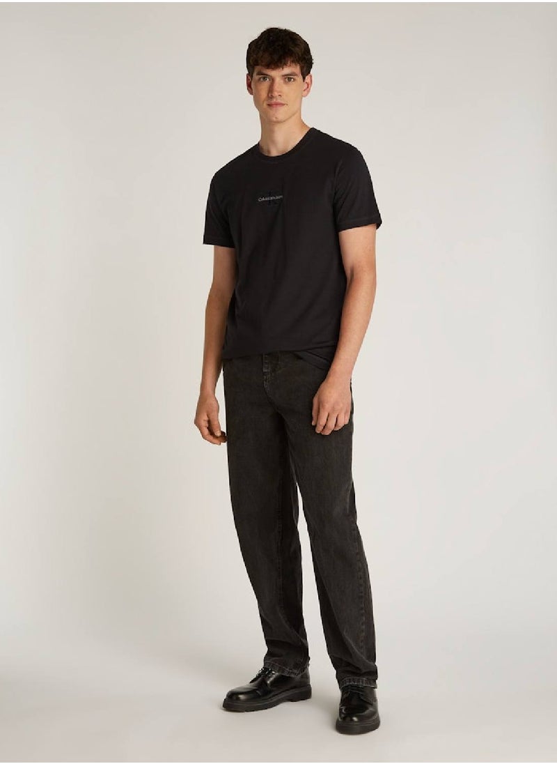 Calvin Klein Jeans Men's  Monogram  T-Shirt, Black - Cotton  - Image 3