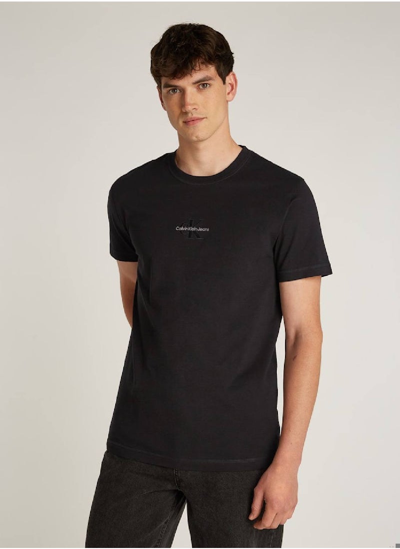 Calvin Klein Jeans Men's  Monogram  T-Shirt, Black - Cotton  - Image 1