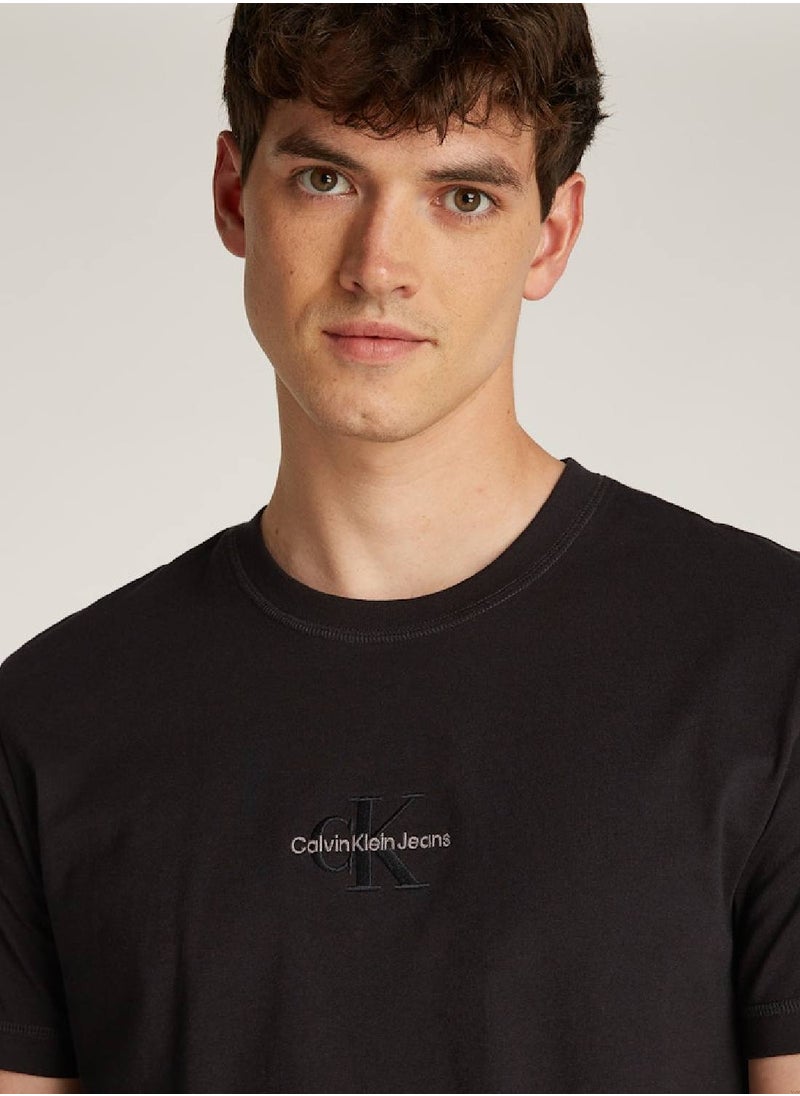 Calvin Klein Jeans Men's  Monogram  T-Shirt, Black - Cotton  - Image 5
