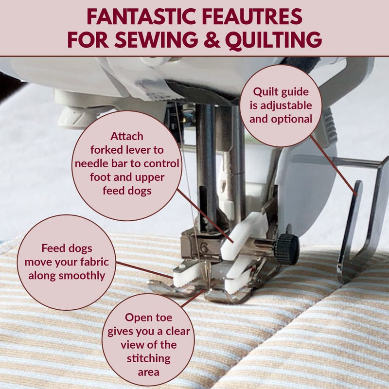 Madam Sew Open Toe Walking Foot for Quilting and Sewing Through Multiple Layers & Match Prints | Walking Foot Sewing Machine for Low-Shank Sewing Machines | Brother, Singer, Janome, Babylock & More - Image 3