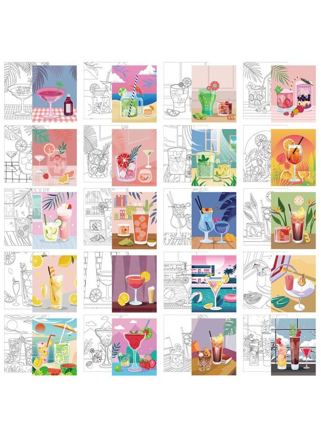 Sherr 20 Pcs Stretched Pre Drawn Canvas Afro Queen Black Art for Painting for Adults Outline Pre Drawn Stretched Cotton Canvas to Paint Party Set, 8 x 10'' (Cocktail) - Image 1