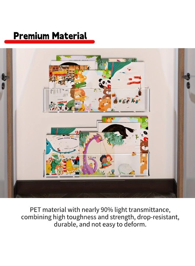 شيبشيب حامل كتب مثبت على الحائط، عبوتان، لرفوف الصحف والمجلات، حامل ملفات حديث لغرفة النوم، مناسب لغرف الأطفال/غرف النوم/غرف اللعب/المساحات الصغيرة (الأبعاد: 17.7 بوصة طول × 2 بوصة عرض × 3.5 بوصة ارتفاع). - Image 5