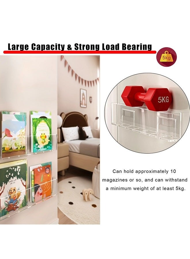 شيبشيب حامل كتب مثبت على الحائط، عبوتان، لرفوف الصحف والمجلات، حامل ملفات حديث لغرفة النوم، مناسب لغرف الأطفال/غرف النوم/غرف اللعب/المساحات الصغيرة (الأبعاد: 17.7 بوصة طول × 2 بوصة عرض × 3.5 بوصة ارتفاع). - Image 4