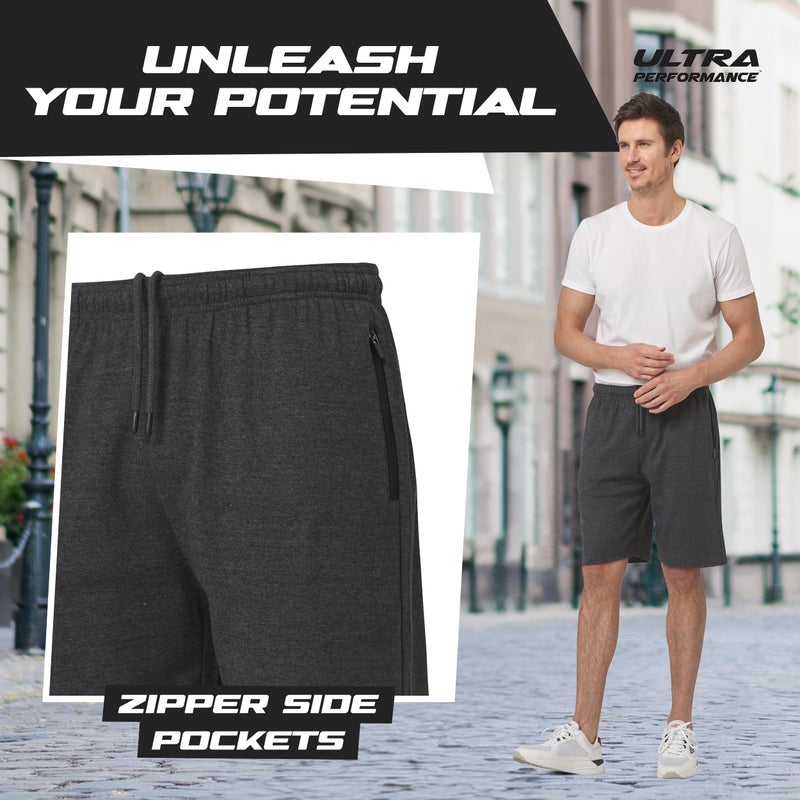 Ultra Performance 3 Pack Mens Shorts Casual Men's Athletic Short Workout Gym Shorts for Men with Zipper Pockets, Small - 5X - Image 3