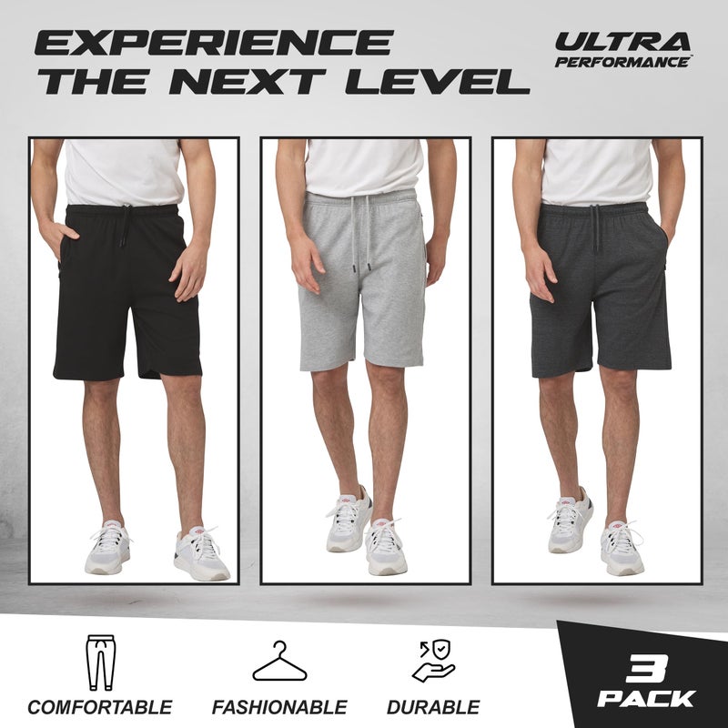 Ultra Performance 3 Pack Mens Shorts Casual Men's Athletic Short Workout Gym Shorts for Men with Zipper Pockets, Small - 5X - Image 5