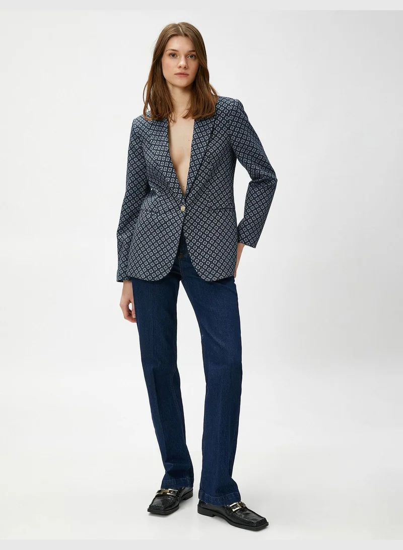 KOTON One Button Jacquard Blazer Jacket