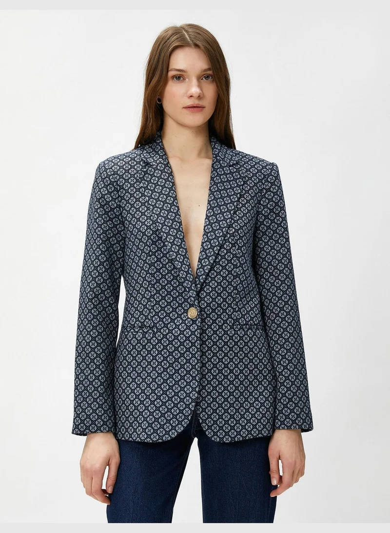 KOTON One Button Jacquard Blazer Jacket