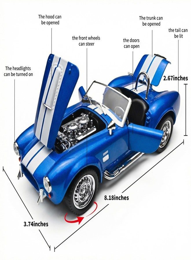 RZAPE Toy Car Models 1/24 Diecast Cars 427S/C Metal Model Cars Carros De Coleccion,Model Car Kits for Adults and Kids,Pull Back Car with Lights and Sounds,Toy Cars for Boys Age 3-12（Blue） - Image 2
