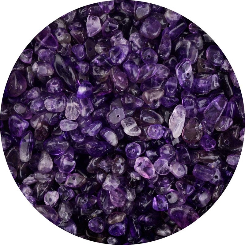 Natural Chip Stone Beads Amethyst 58mm About 400 Pieces Irregular Gemstones Healing Crystal Loose Rocks Bead Hole Drilled DIY for Bracelet Jewelry Making Crafting 58mm Amethyst