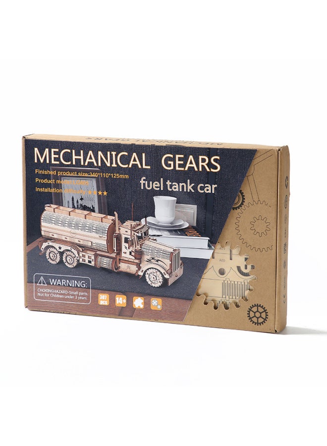 توريد بانوراما ناقلة الخنزير البنك صعبة DIY شاحنة 3D خشبية ثلاثية الأبعاد بازل قطع لعبة اللون: دبابات شاحنة كبيرة LG805 - Image 1