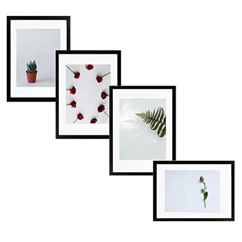8.3x11.7 Black Picture Frames Set of 4, Photo Frames for Wall or Desktop Display, Poster Frame for OfficeHomeLiving Room Wall Hanging Decoration Frame Wall Art - Image 1