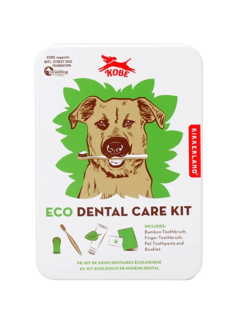 KIKKERLAND Kobe Eco Dental Care Kit | Dog Dental Hygiene Set, Bamboo Toothbrush, Finger Brush, Pet Toothpaste - Image 1