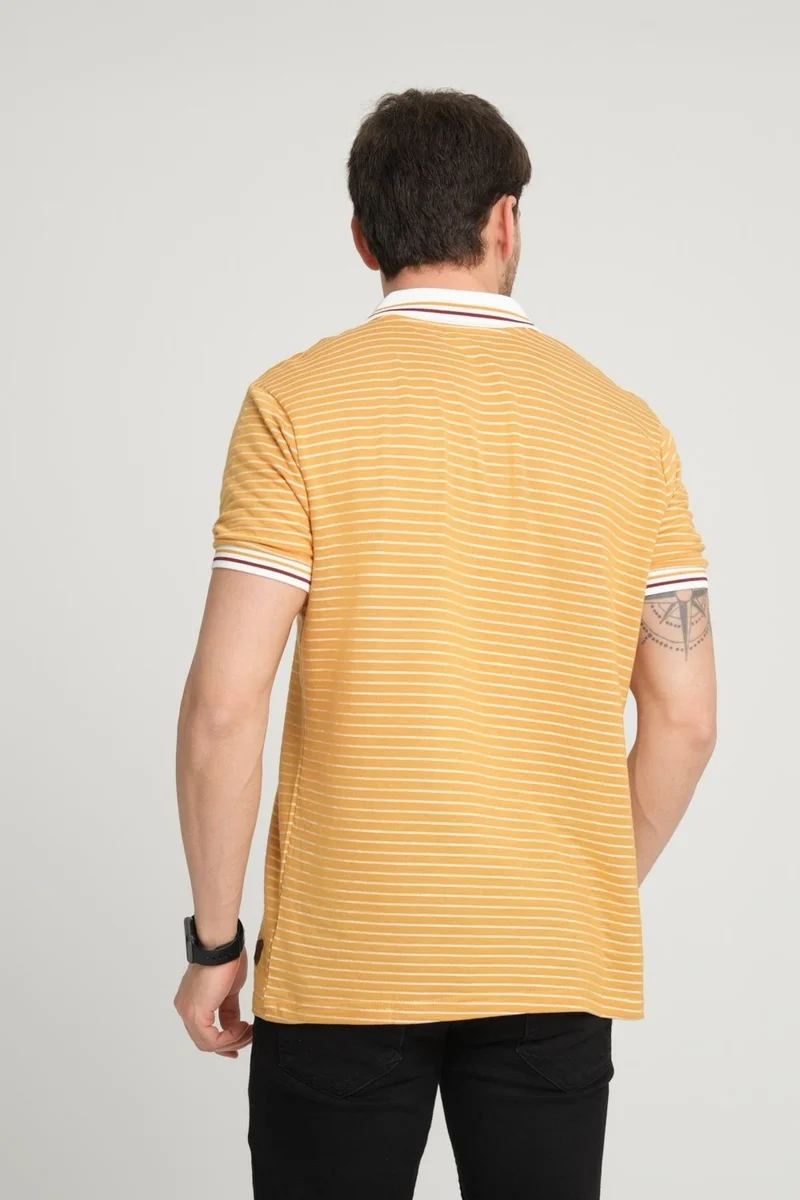 الكسندر جاردي Striped Polo Neck T-Shirt (E24-0022)