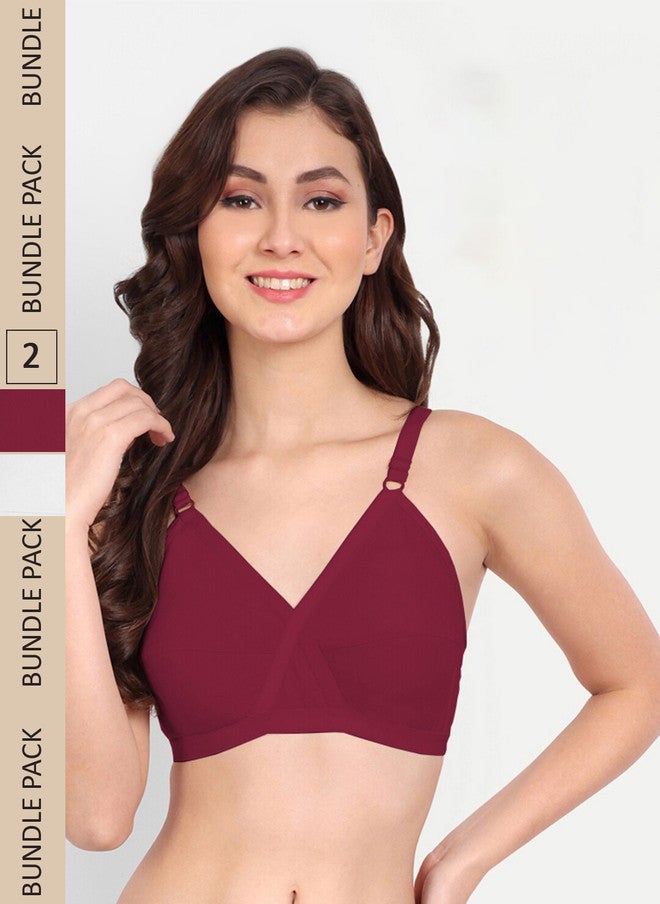 FIMS Pack of 2 Non Padded Full Coverage Cotton Everyday Bra - Image 1