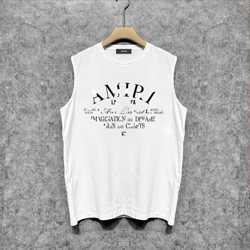 Amiri Trendy Brand Vintage American Washed Printed Waistcoat For Men And Women - Image 1