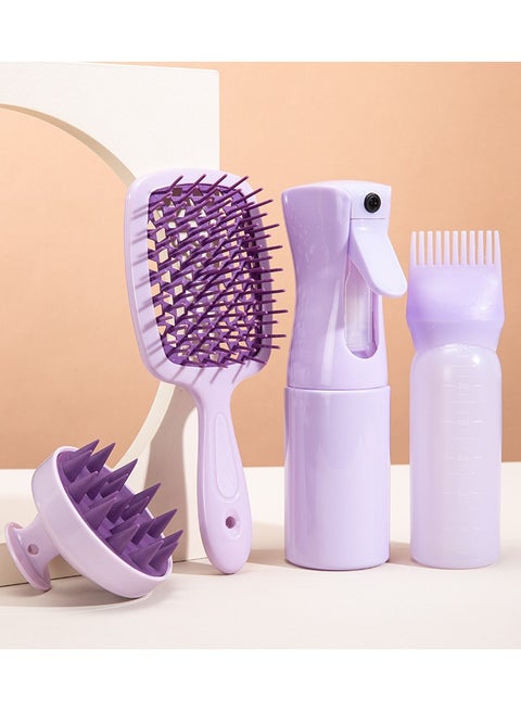 4pcs Scalp Massage Hair Comb Set Hollow Out Scalp Massage Air Cushion Comb Shampoo Hair Care Brush Mist Spray Bottle