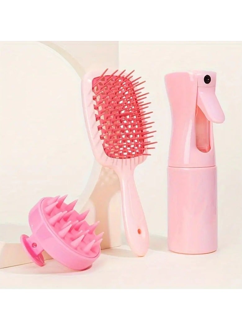 ORiTi 4pcs Scalp Massage Hair Comb Set Hollow Out Scalp Massage Air Cushion Comb Shampoo Hair Care Brush Mist Spray Bottle - Image 2