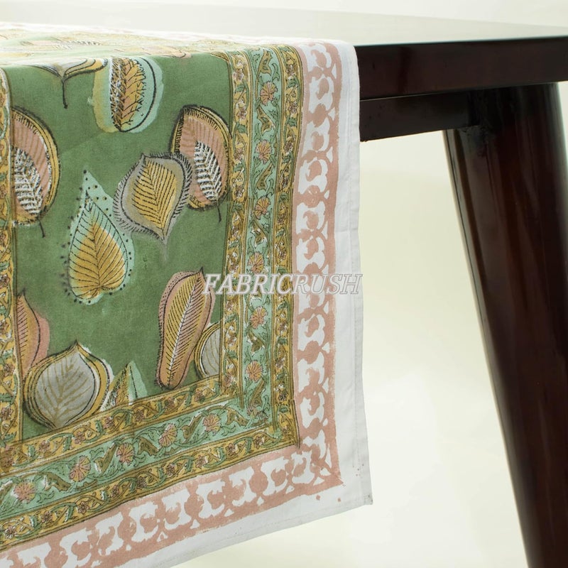Ridhi Peppermint Green 72X190 Inches Rectangle 100 Cotton Hand Block Print Tablecloth Washable Halloween ThanksgivingChristmas PartiesWedding UseFall dcor Farmhouse Dining Dinner tablecloths - Image 4